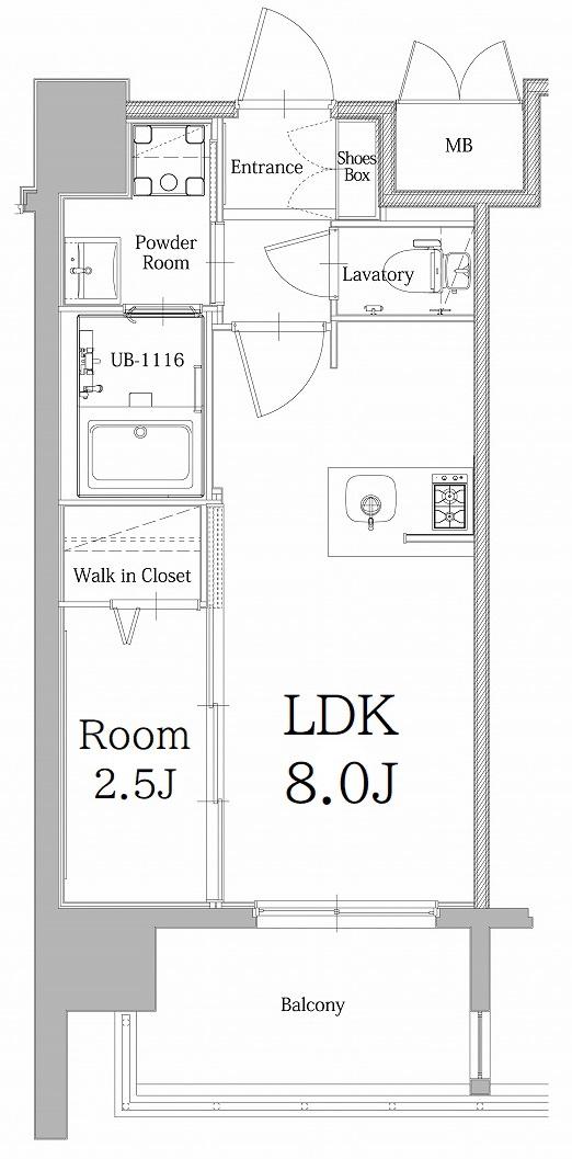 エンクレスト大手門GLOW(1LDK/9階)の間取り写真