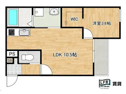 LFB APARTMENT弥生(1LDK/1階)の間取り写真