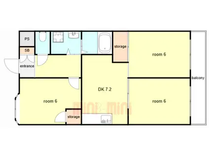 フェリオ伊丹北(3DK/3階)の間取り写真