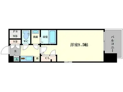 スワンズシティ心斎橋ルーノ(1K/9階)の間取り写真