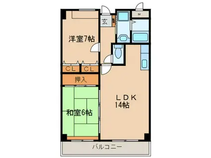 大成レジデンス白壁(2LDK/9階)の間取り写真