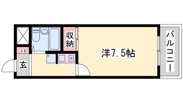 ロイヤルヒルズ北平野(1K/3階)の間取り写真