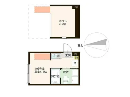 ル・リヴァージュ中川(ワンルーム/1階)の間取り写真