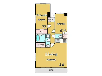 グランパレスT・S(2LDK/2階)の間取り写真