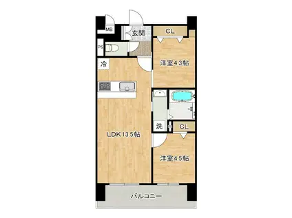 フローリィ279(2LDK/3階)の間取り写真