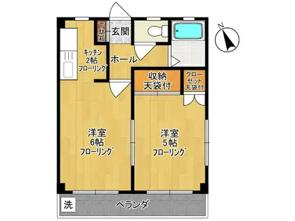 三喜ビル(2K/2階)の間取り写真