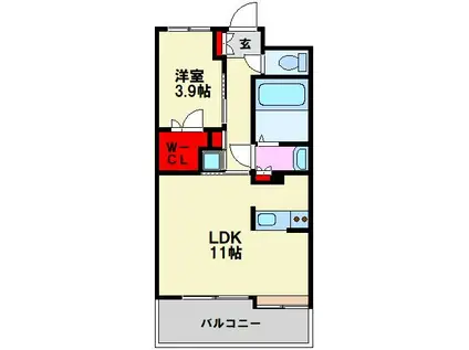 クリエート日赤通(1LDK/8階)の間取り写真