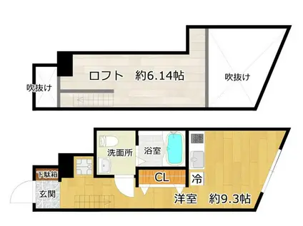 グランジュテ中目黒(ワンルーム/1階)の間取り写真