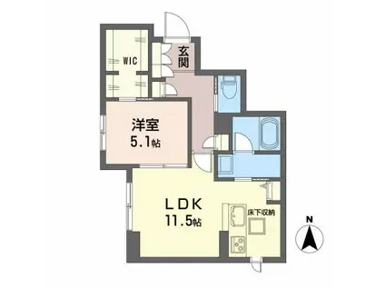プレミアス長町(1LDK/1階)の間取り写真