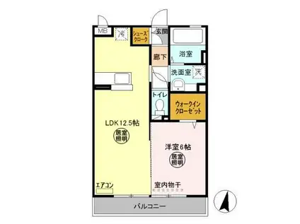 アクアフィールド(1LDK/1階)の間取り写真