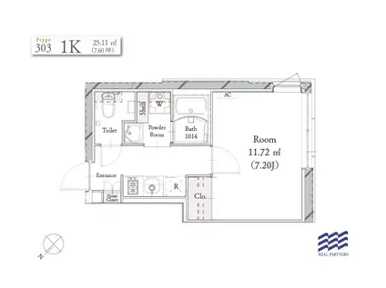 BLANCCOURT武蔵小山(1K/3階)の間取り写真