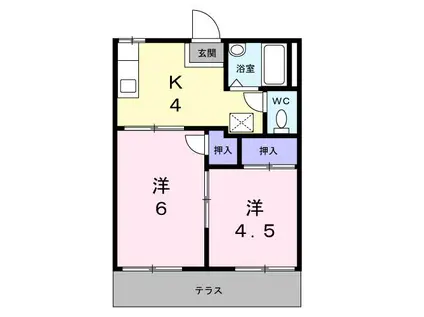 フォーブル日清B(2K/1階)の間取り写真
