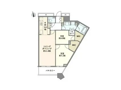 勝どき ザ・タワー(2LDK/30階)の間取り写真