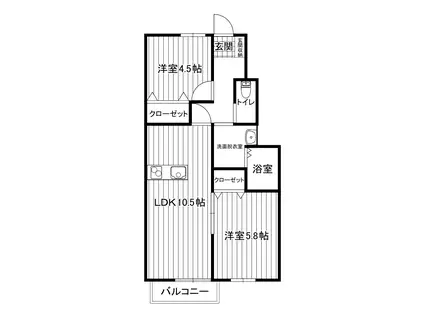 アンジュール外中原(2LDK/1階)の間取り写真