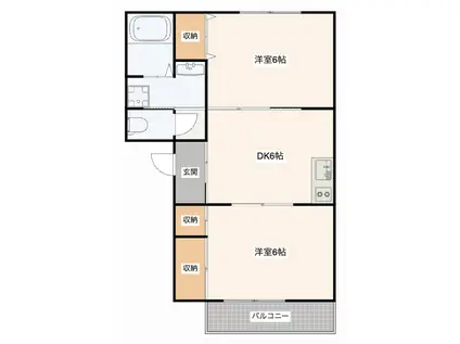 グランピア(2DK/2階)の間取り写真