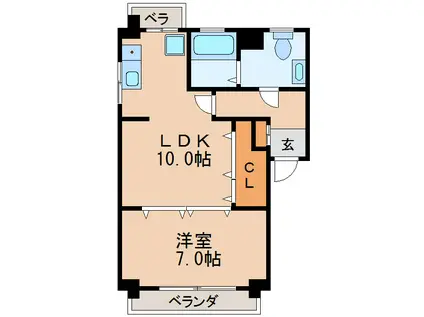 河合ビル(1LDK/3階)の間取り写真