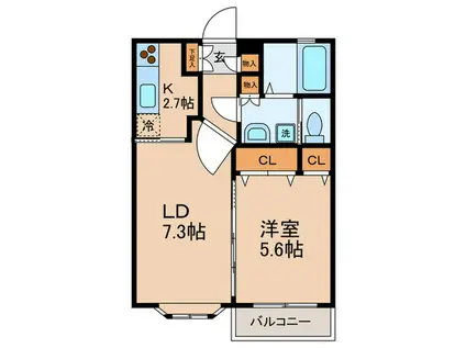 ラヴェルデ(1LDK/2階)の間取り写真