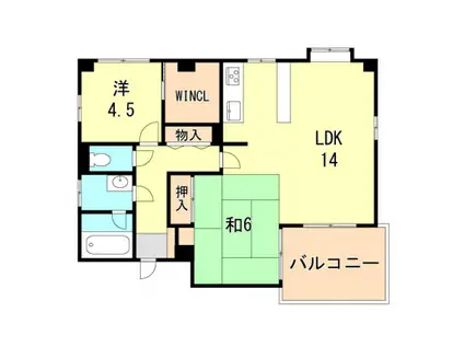 シュロス板宿(2LDK/6階)の間取り写真