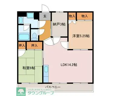セントラルヴィレッジ(2SDK/1階)の間取り写真