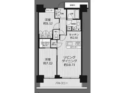 ベイクレストタワー(2LDK/23階)の間取り写真