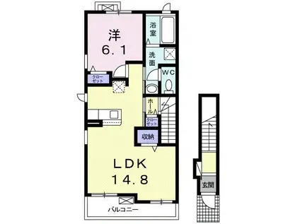 アネックス蔵水(1LDK/2階)の間取り写真