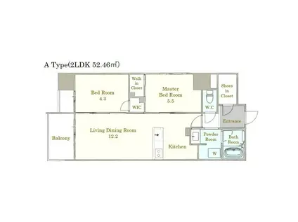 ONE PASEO(2LDK/11階)の間取り写真