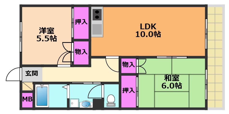 メゾン千代田(2LDK/3階)の間取り写真