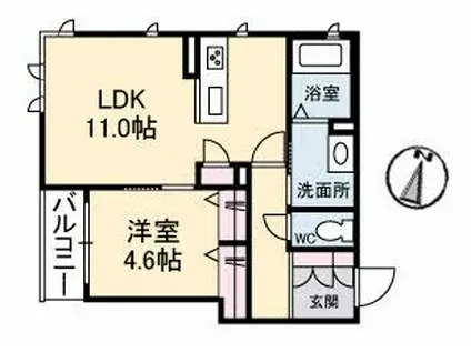 ルヴニール(1LDK/2階)の間取り写真
