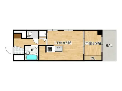 SPLASH ウエスト(1LDK/2階)の間取り写真