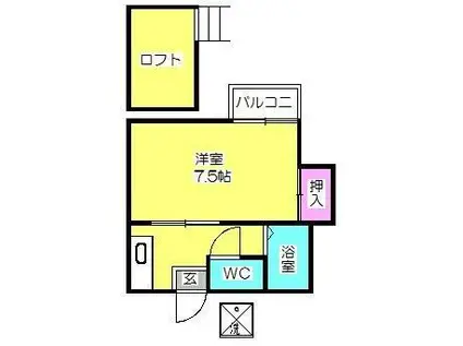 アートインリバーサイド(1K/2階)の間取り写真