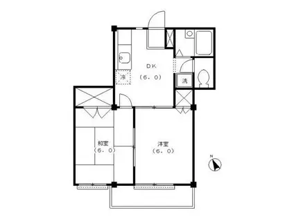 矢口サンハイツ(2DK/2階)の間取り写真