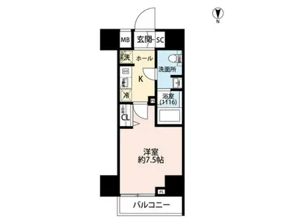 プレール・ドゥーク芝浦(1K/8階)の間取り写真