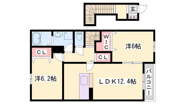 ノートルハウスI(2LDK/2階)の間取り写真