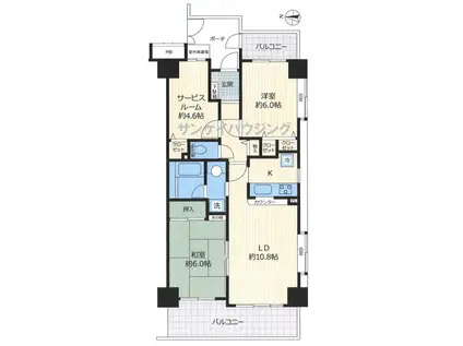 ナイスアーバン国立大学通(2SLDK/3階)の間取り写真