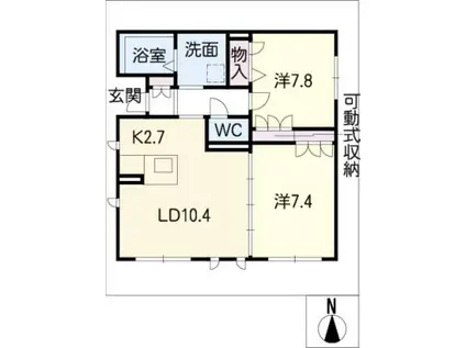 ソレアードヴィル(2LDK/1階)の間取り写真