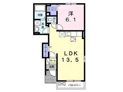 アルモニーC(1LDK/1階)の間取り写真