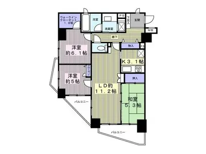 グランティオ平塚(3LDK/9階)の間取り写真