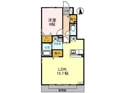 ローズコート歌の森 A(1LDK/1階)の間取り写真