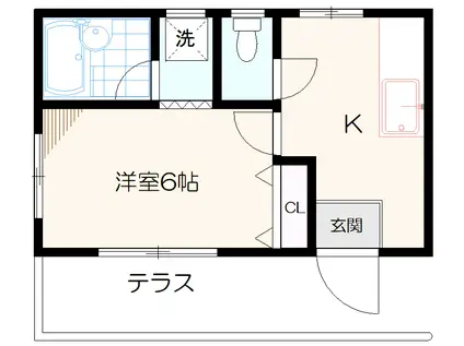 サンオーシャン(1K/1階)の間取り写真