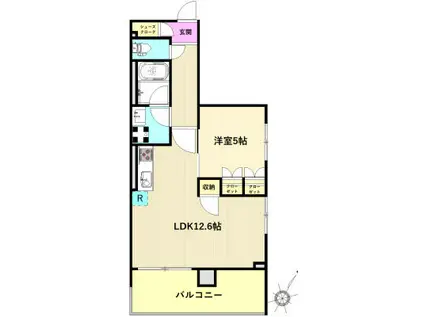 グレーシアさがみ野テラス(1LDK/5階)の間取り写真