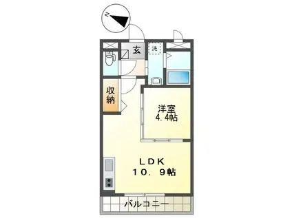 ピュアガーデン美穂(1LDK/1階)の間取り写真