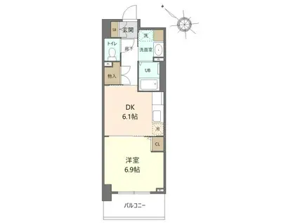 ステイブル協和(1DK/4階)の間取り写真