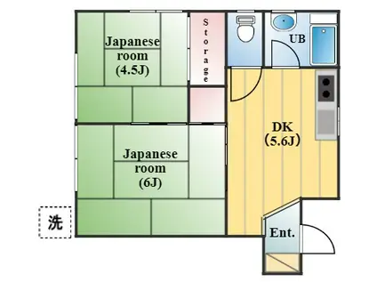 コーポ花園(2DK/1階)の間取り写真