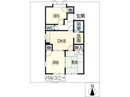 グリーンヒルズムロガ(3DK/1階)の間取り写真