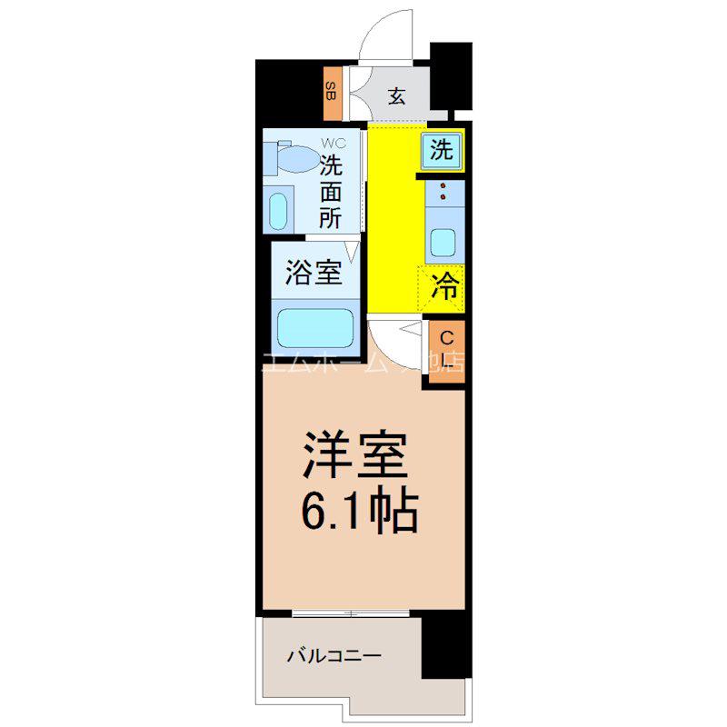 LIVE CASA堀田(1K/2階)の間取り写真