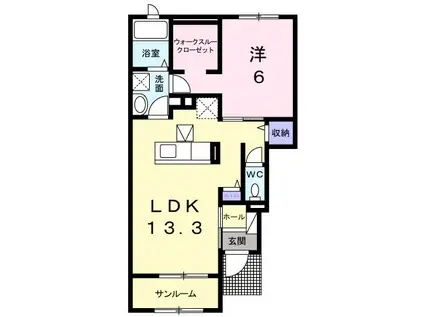 メゾン ド ココα(1LDK/1階)の間取り写真