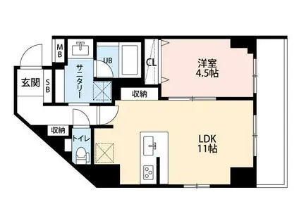 ミルーナヒルズD駒込(1LDK/7階)の間取り写真