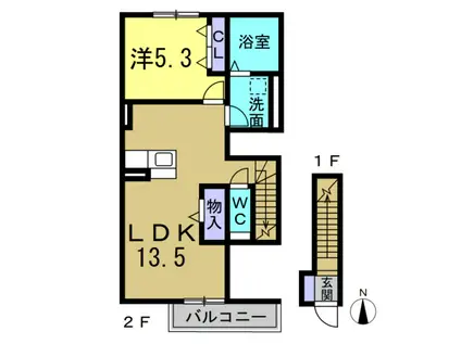 アヴァンス・イワコー(1LDK/2階)の間取り写真