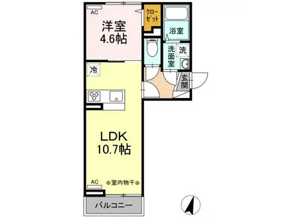 パークサイド大森(1LDK/2階)の間取り写真