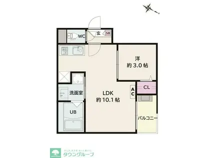 JACK UNOKIII(1LDK/3階)の間取り写真